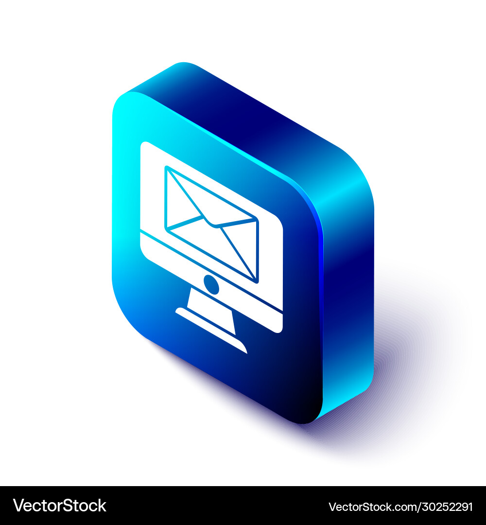 Isometric monitor and envelope new message mail Isometric monitor and envelope new message mail Vector Image