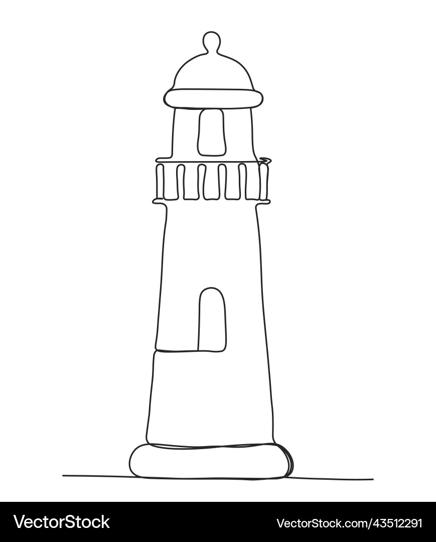 Lighthouse is single continuous line Lighthouse is single continuous line Vector Image