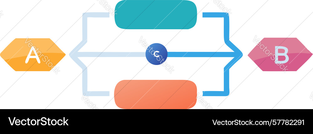 Linear process flow with branching outputs vector image