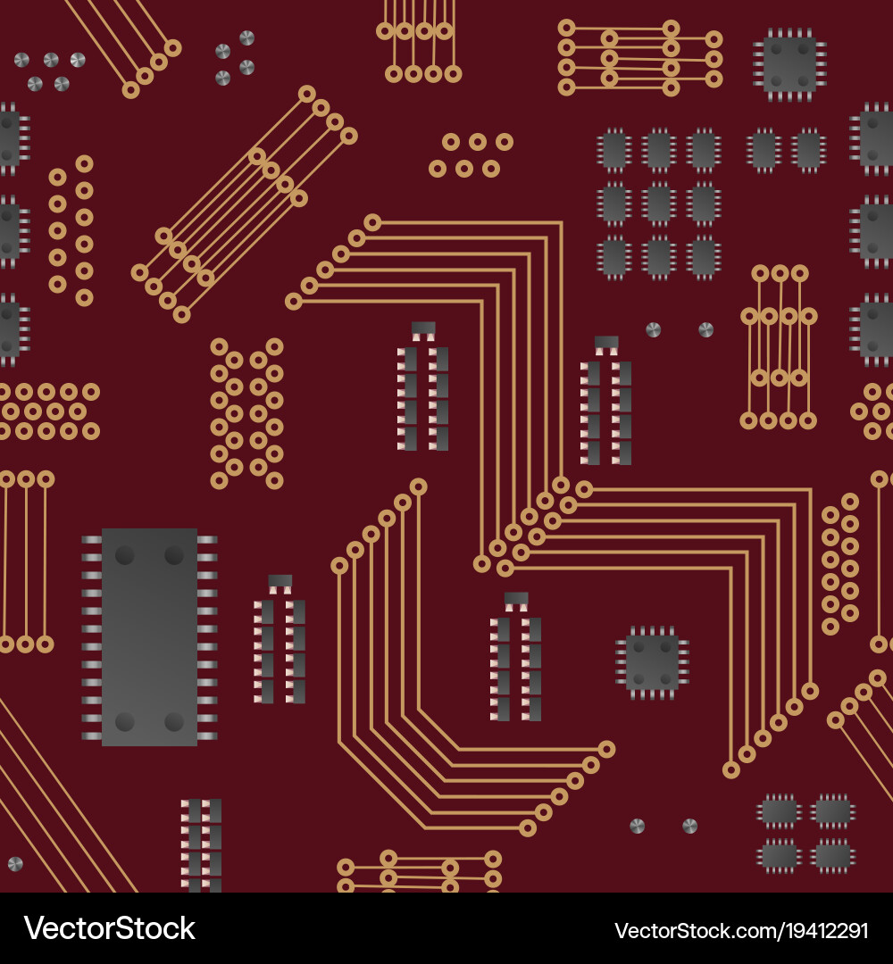 Microchip Seamless Circuit Pattern vector image