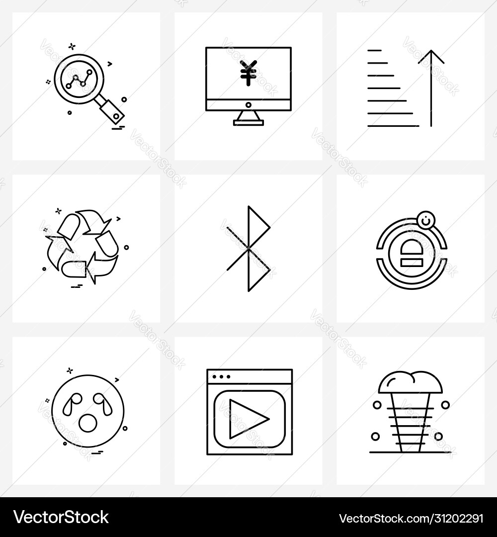 Modern style set 9 line pictograph grid based vector image