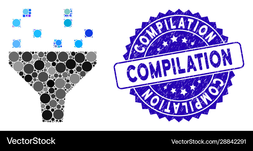 Mosaic data filter icon with textured compilation Mosaic data filter icon with textured compilation Vector Image
