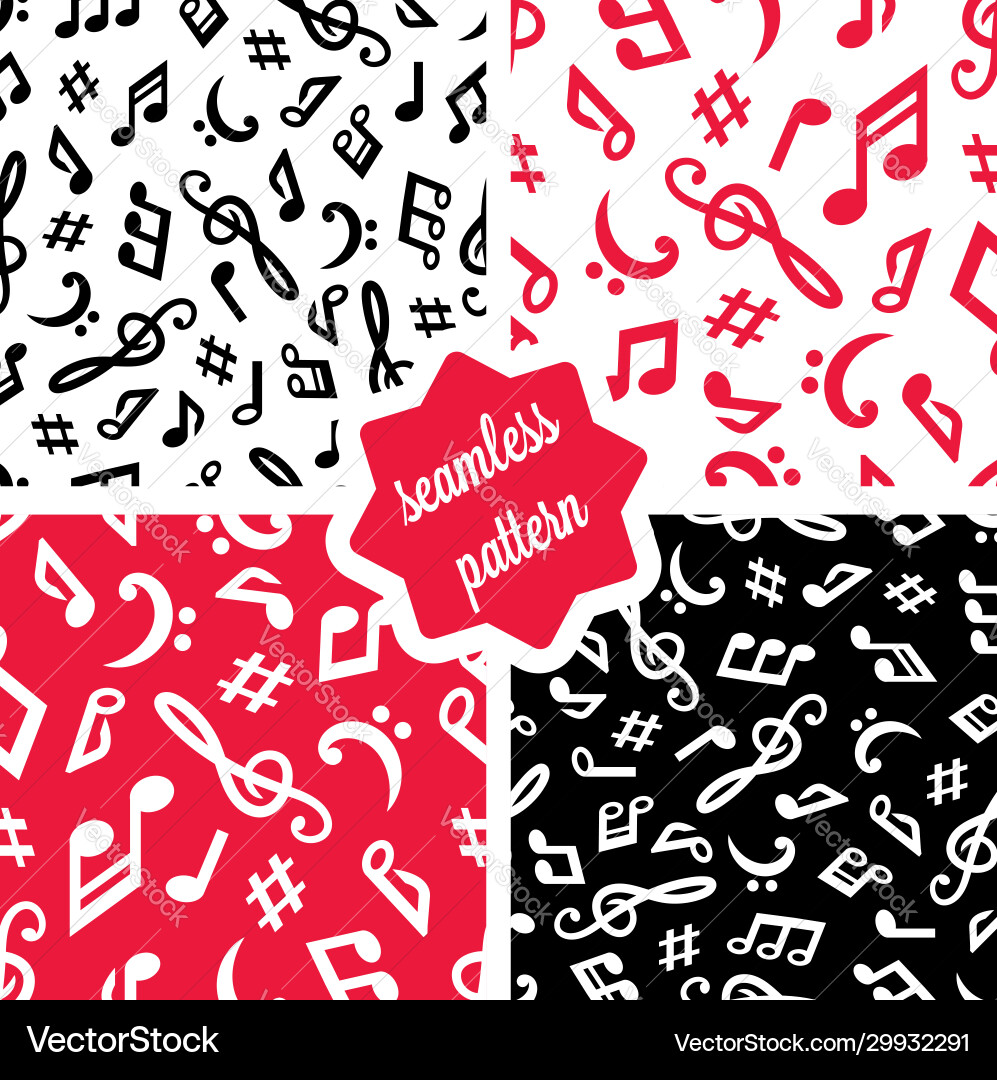 Music notes seamless pattern set Music notes seamless pattern set vector image