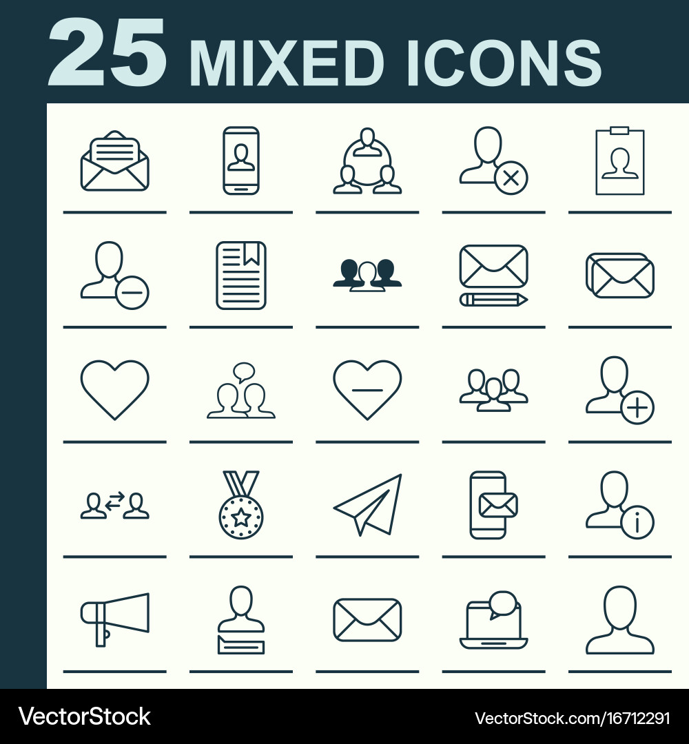 Network icons set collection of follow read vector image