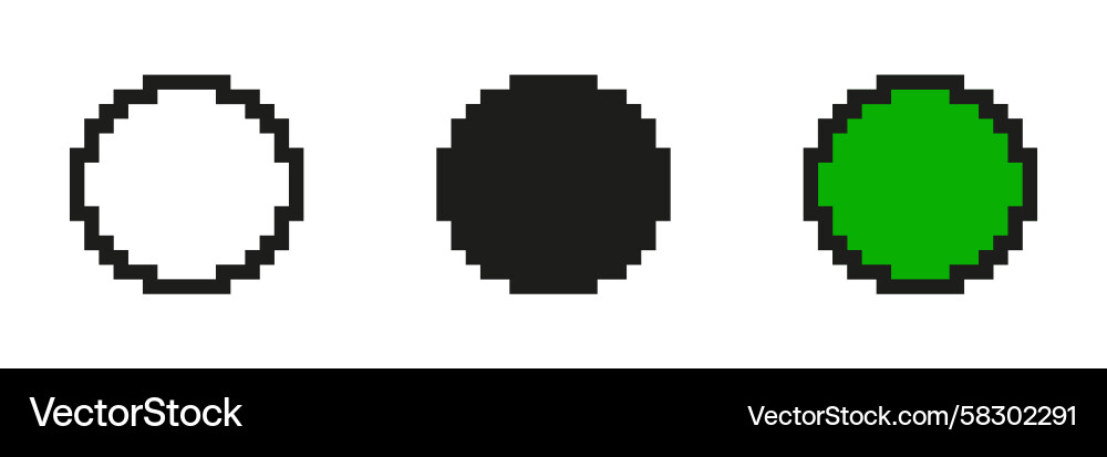Pixel Circle Icon Set - Empty Vector Image