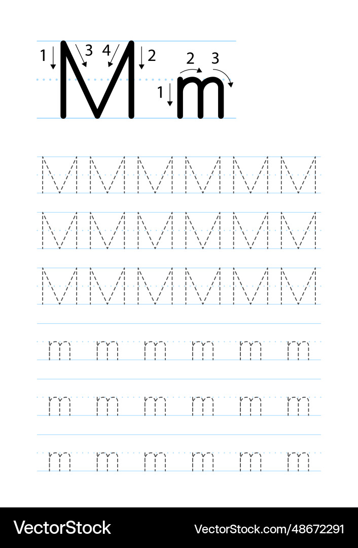 printable-letter-m-alphabet-tracing-worksheet-vector-image for Free Printable Letter M Tracing Worksheets Printable letter m alphabet tracing worksheet Vector Image for Free Printable Letter M Tracing Worksheets