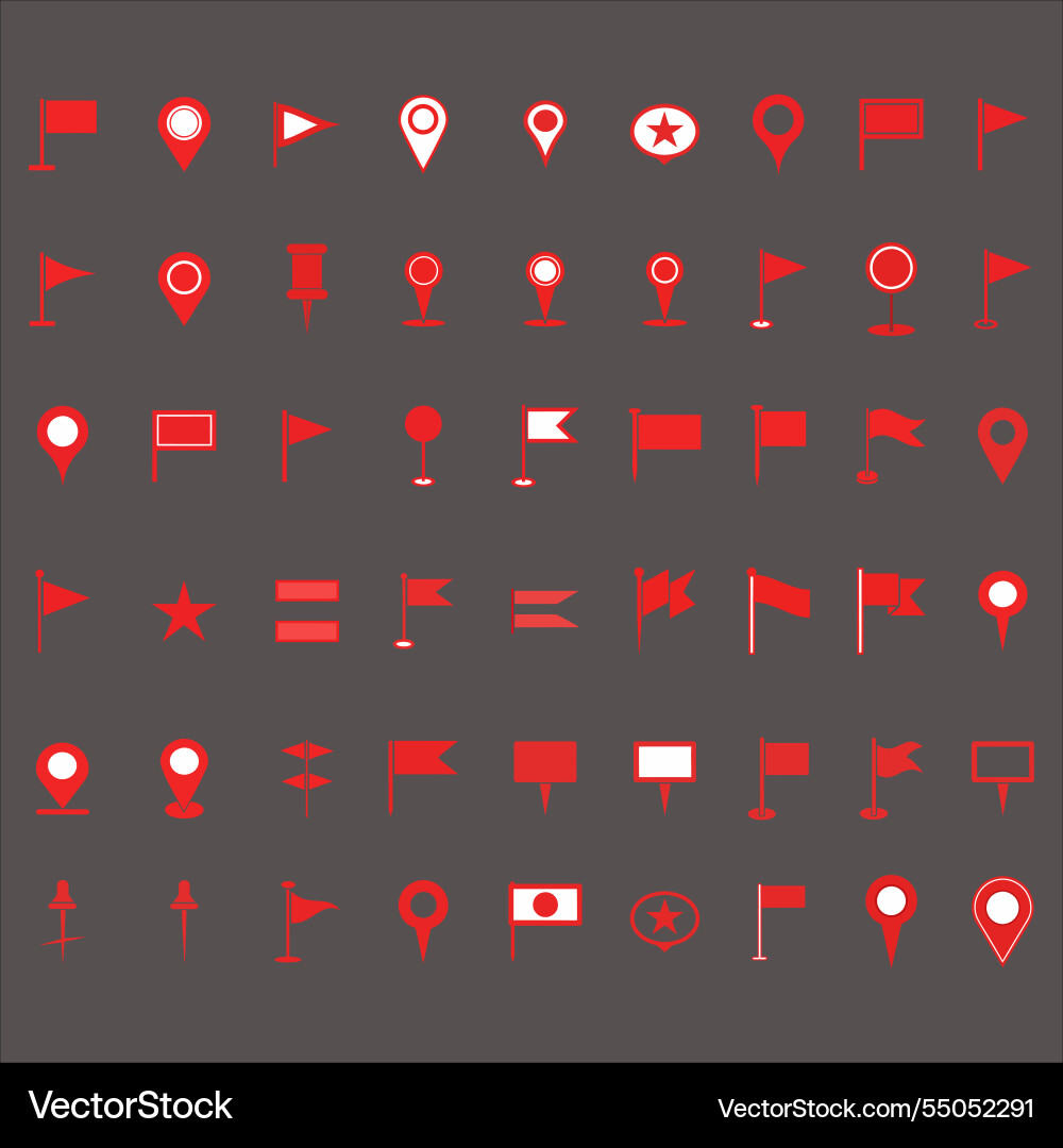 Red navigation icons set on dark background Red navigation icons set on dark background vector image