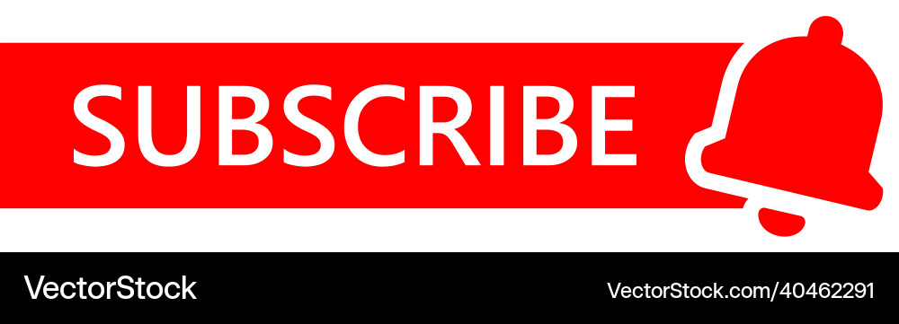 Red subscribe button with notification bell icon Red subscribe button with notification bell icon Vector Image