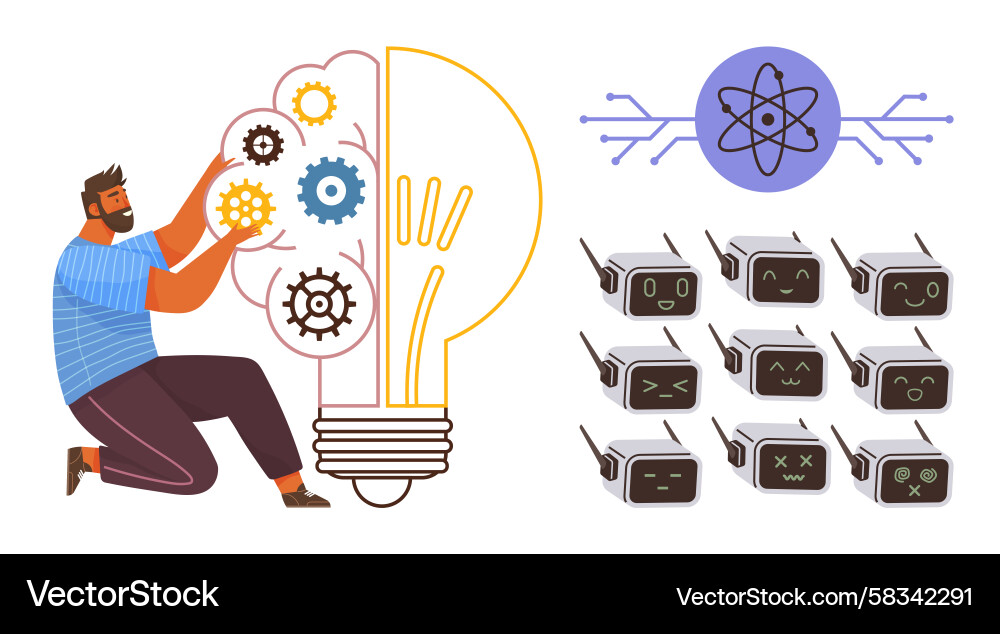 Robot Programming & Innovation Vector Image