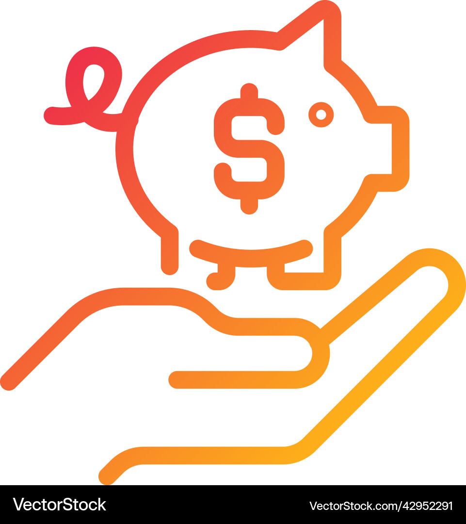 Saving money pixel perfect gradient linear icon Saving money pixel perfect gradient linear icon vector image
