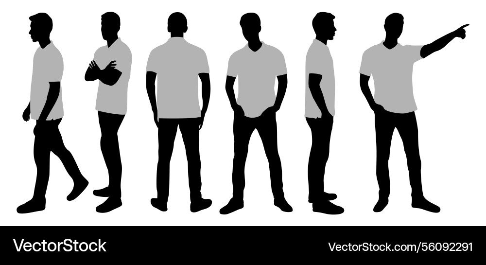 Silhouettes of man character in different poses Vector Image