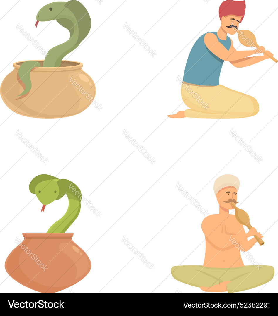 Snake charmer and cobra set Vector Image
