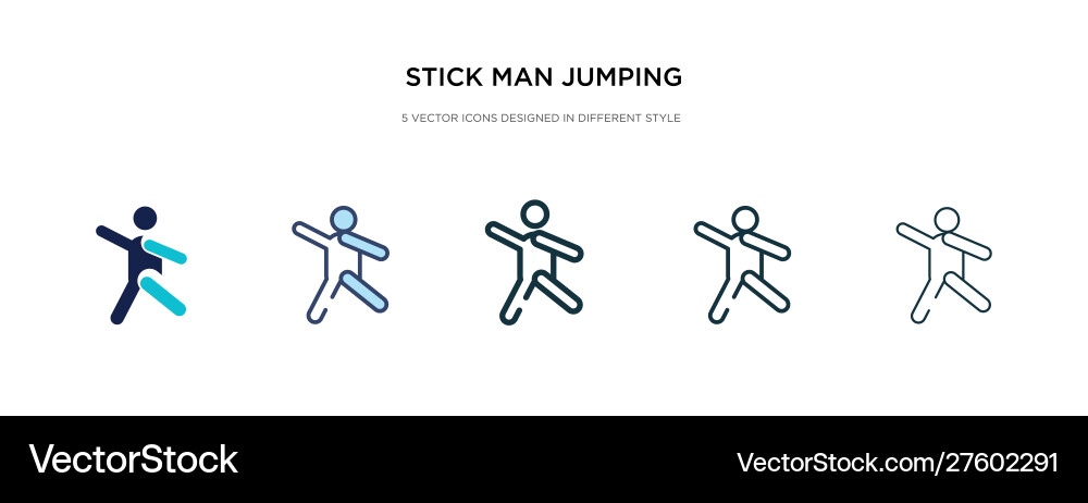 Stick man jumping icon in different style two Stick man jumping icon in different style two vector image