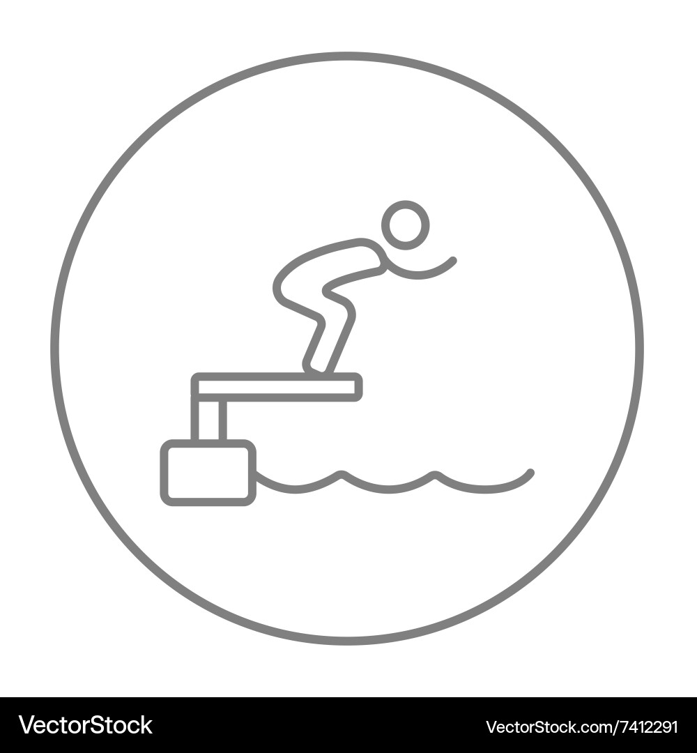 Swimmer jumping from starting block in pool line Vector Image
