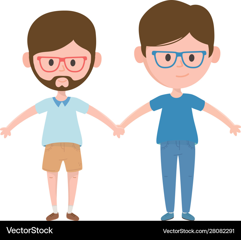Two men hugging friendly characters Vector Image