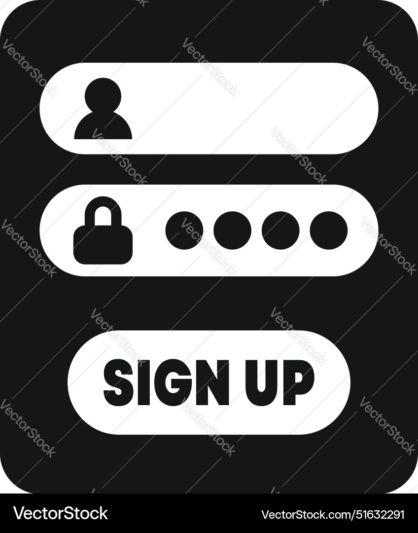 User signing up for new account with username vector image