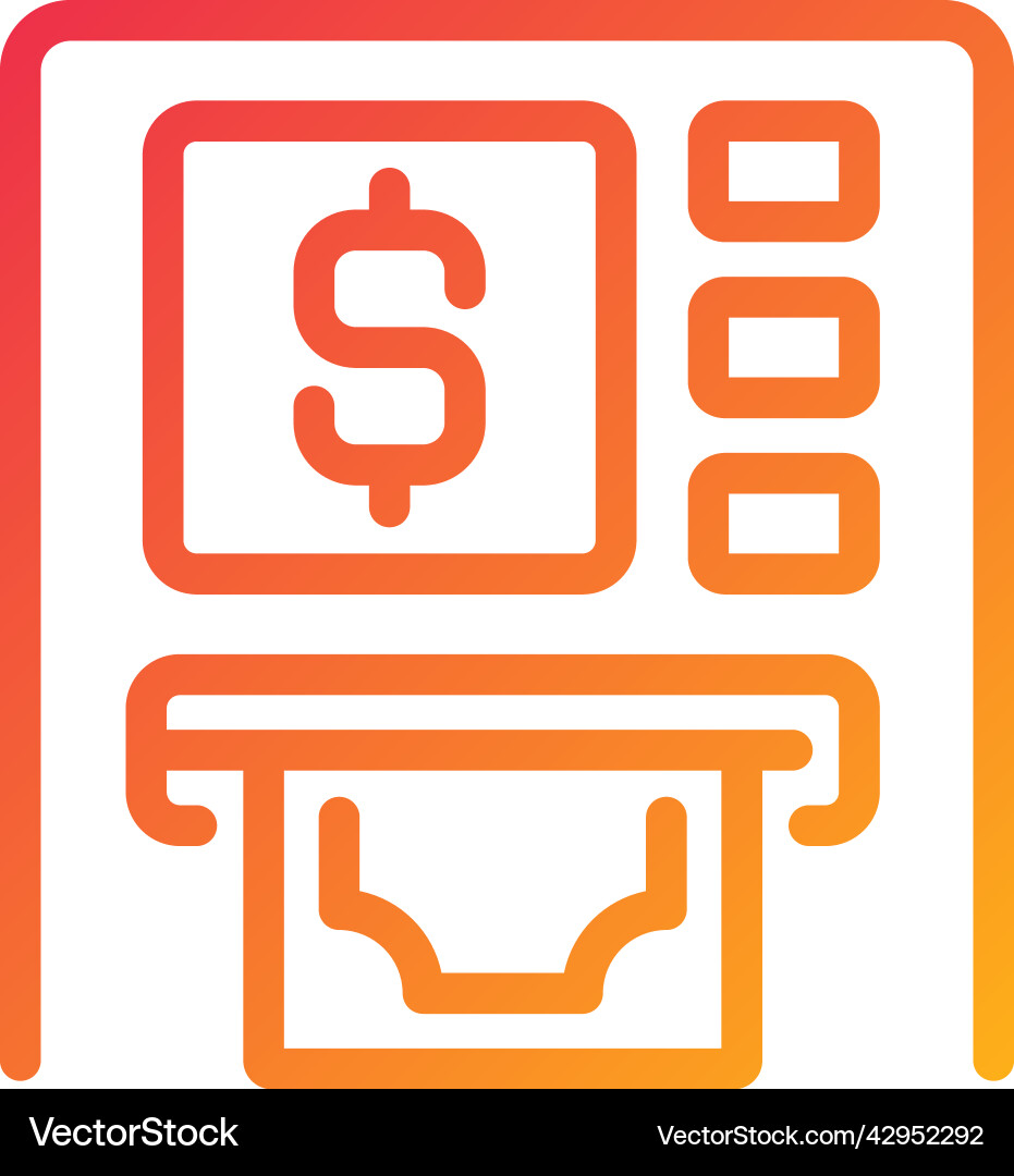 Atm pixel perfect gradient linear icon Atm pixel perfect gradient linear icon Vector Image