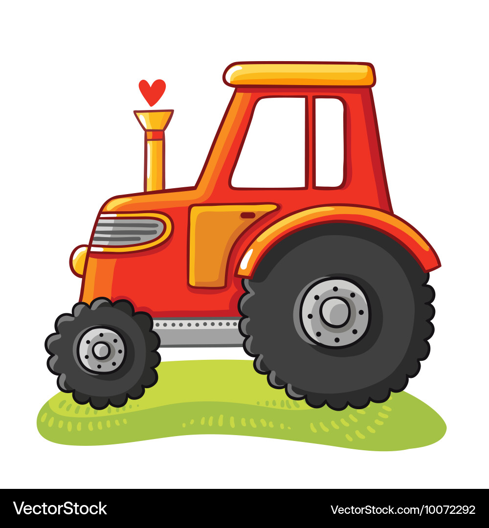 Cheerful Tractor in a Field Vector Image