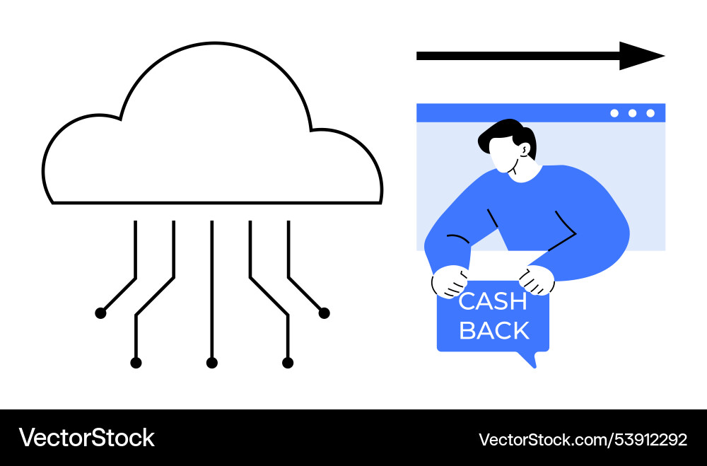 Cloud computing and cashback concept with simple Cloud computing and cashback concept with simple Vector Image