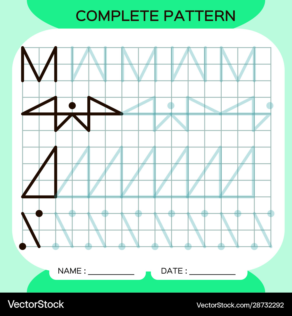 Complete pattern tracing lines activity for early Complete pattern tracing lines activity for early vector image