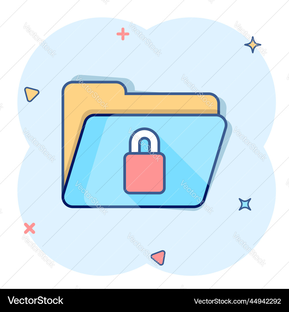 Files folder permission icon in comic style vector image
