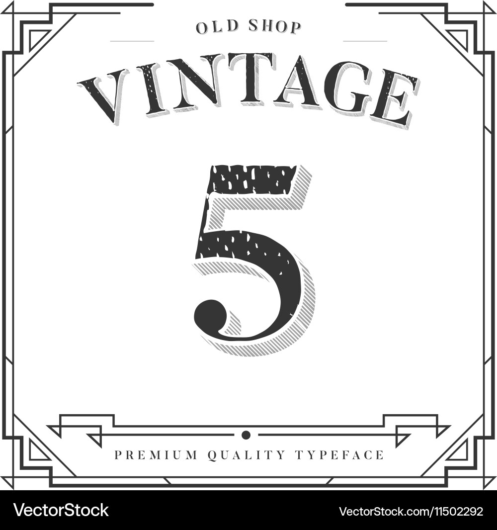 Font numbers with classy stylish frame vector image