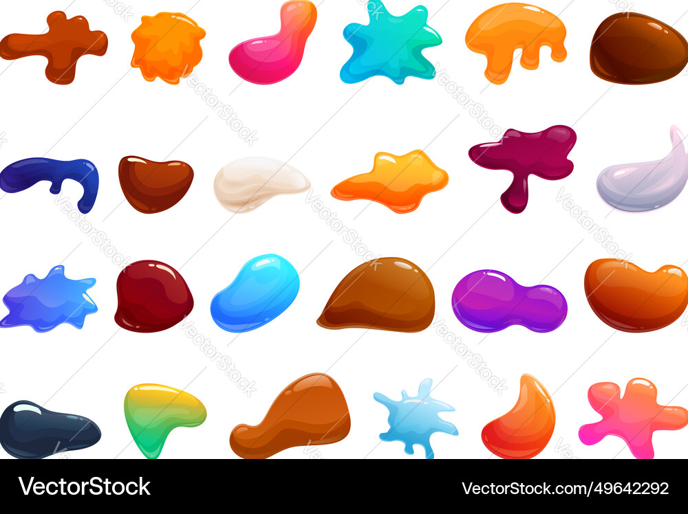 Glossy blobs icons set cartoon shape paint Glossy blobs icons set cartoon shape paint vector image