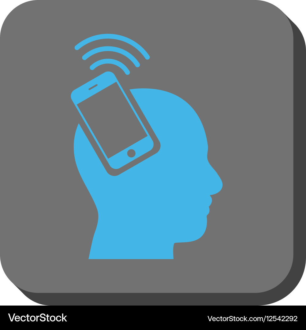 Head smartphone plugin ring rounded square button vector image