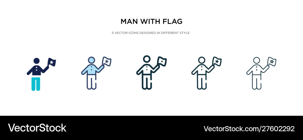 Man with flag icon in different style two Man with flag icon in different style two Vector Image