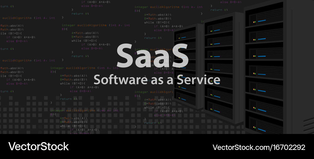Saas software as a service code line vector image
