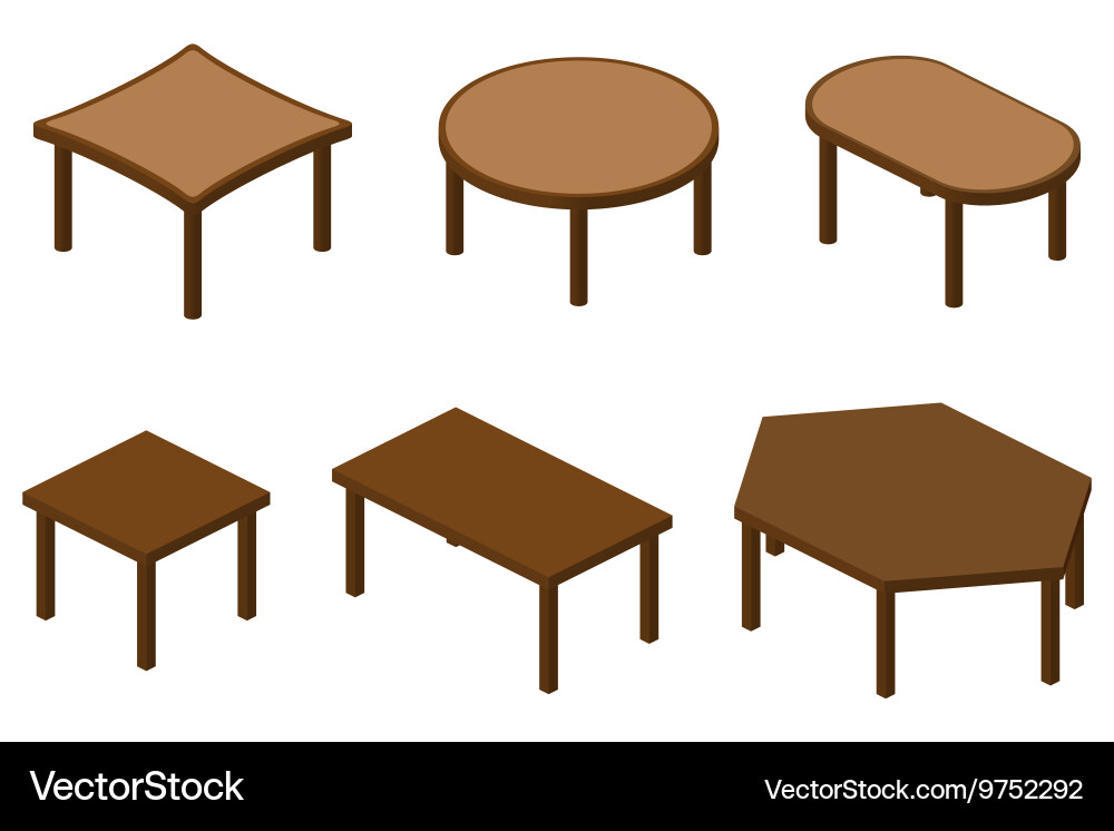 Set of isometry tables vector image