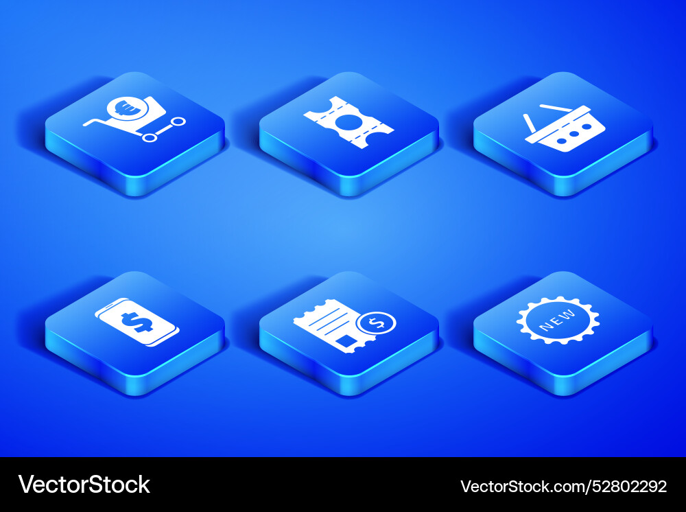 Set price tag with text new shopping cart Vector Image