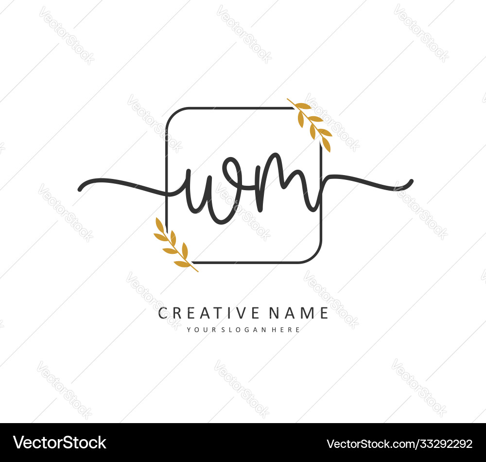 W m wm initial letter handwriting and signature W m wm initial letter handwriting and signature Vector Image