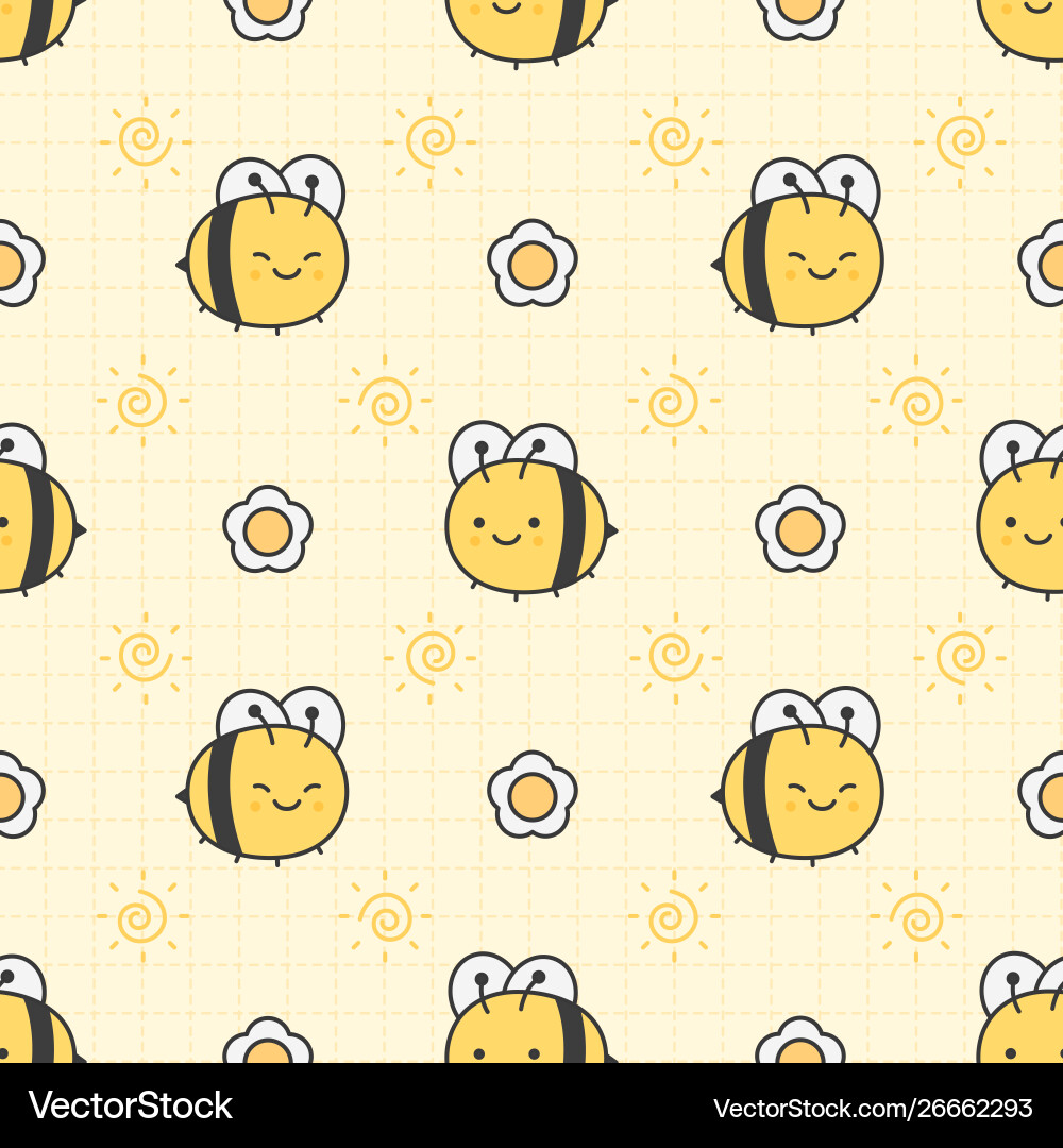 Bee and Flower Seamless Pattern Royalty Free Vector Image