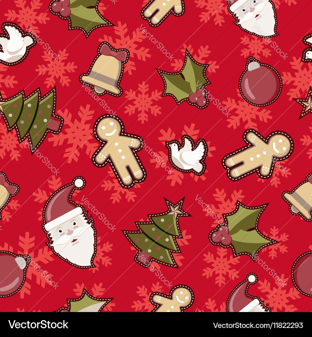 Christmas elements patch icon pattern background Vector Image