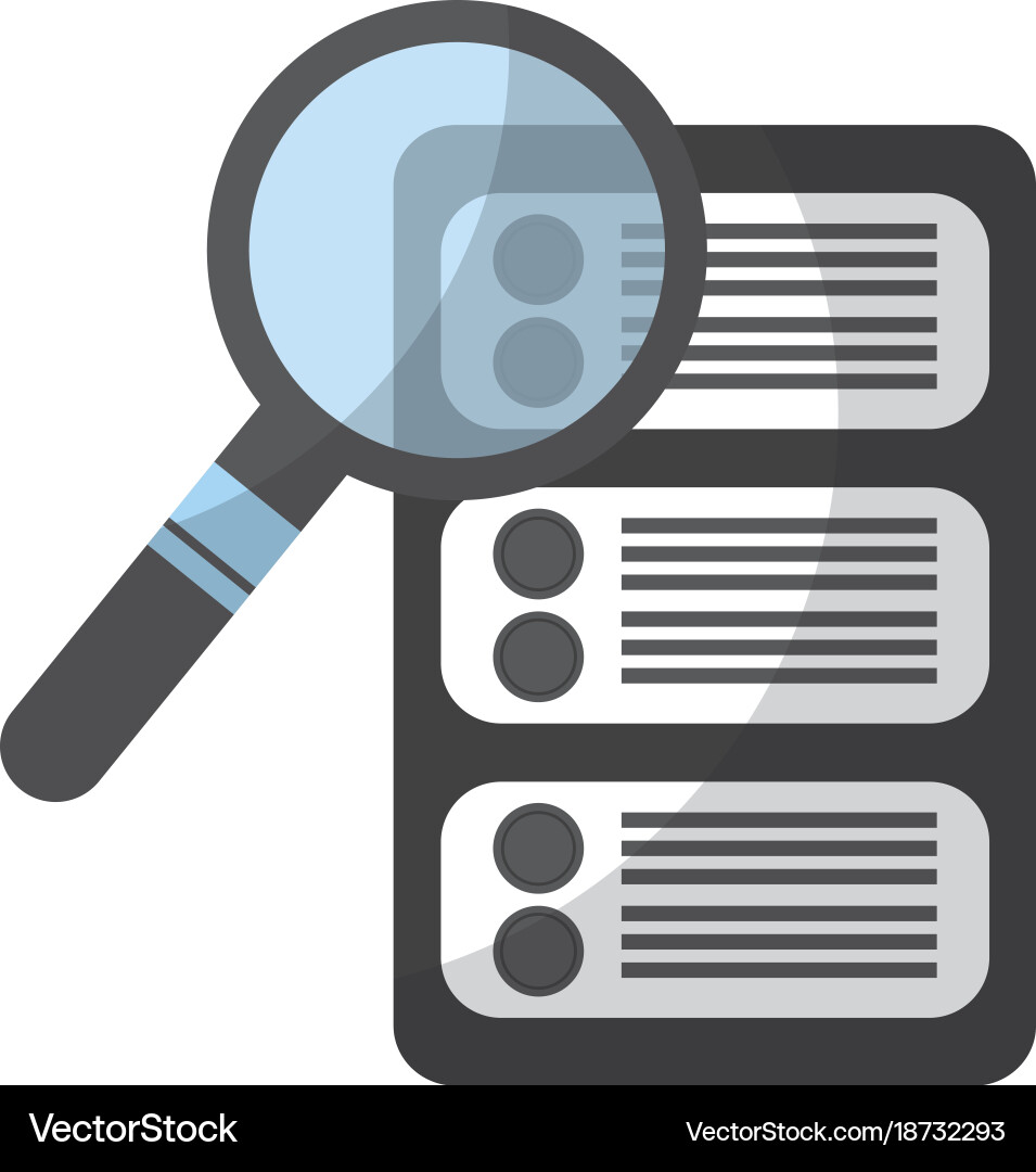 Data base center server magnifier search system Vector Image