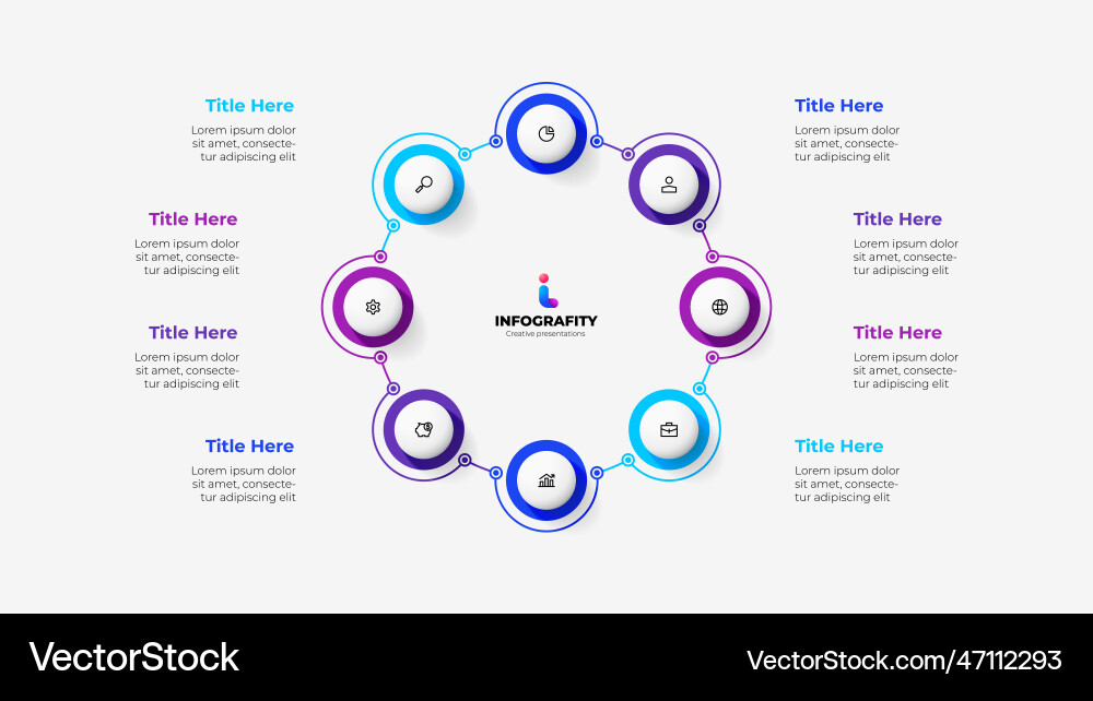 Diagram with eight circles connected by thin lines Diagram with eight circles connected by thin lines vector image