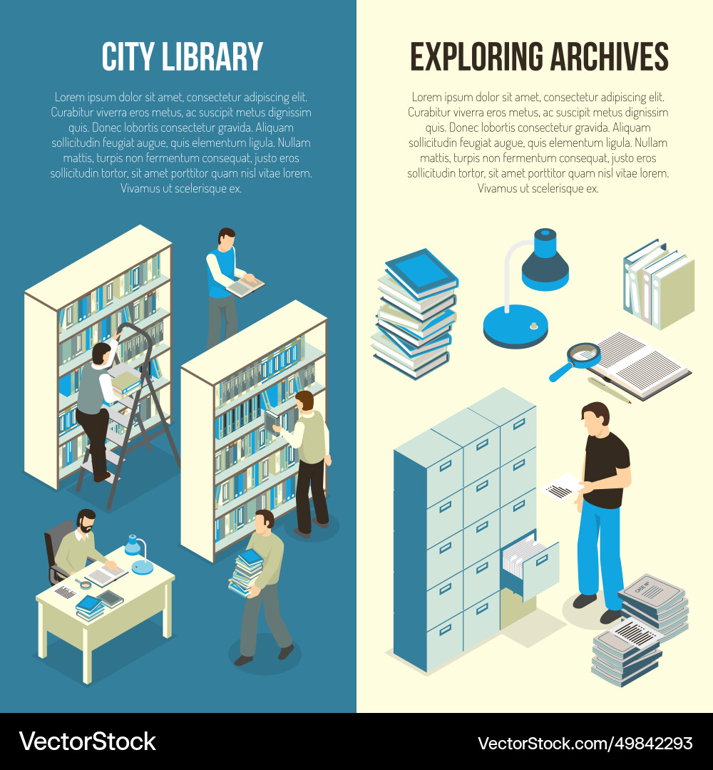 Documents archive library isometric vertical Documents archive library isometric vertical vector image