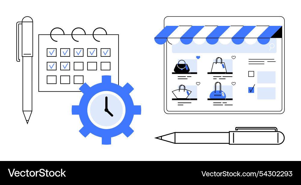 E-commerce website window calendar with check E-commerce website window calendar with check Vector Image