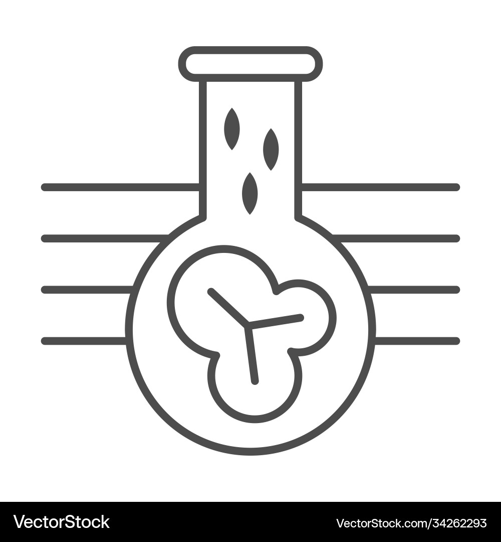 Flask with a chemical element thin line icon Vector Image