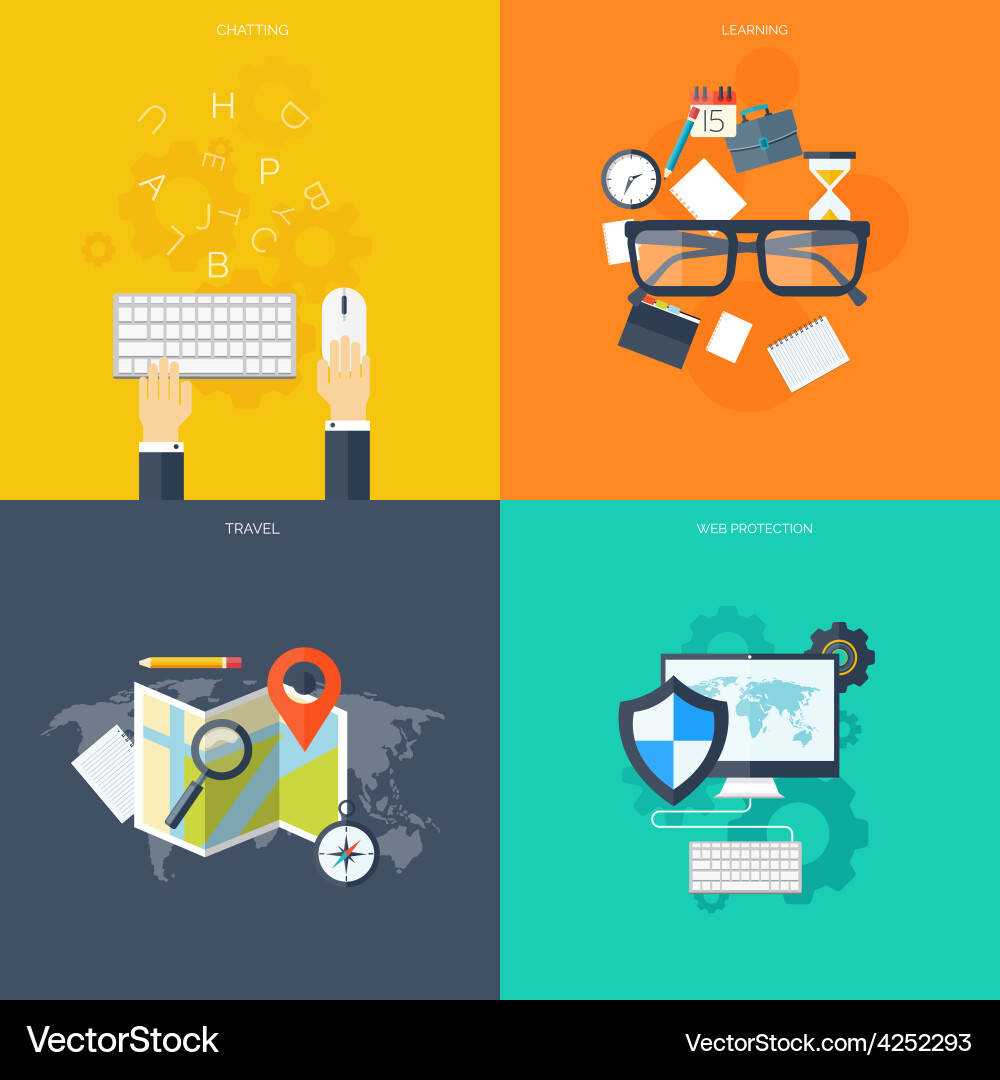 Flat cloud computing and social media background vector image