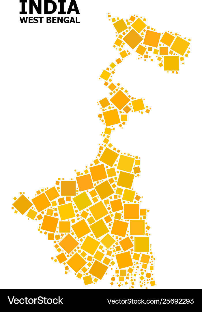 Golden rotated square pattern map west bengal Vector Image