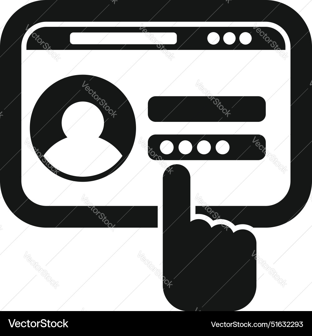 Hand entering password on website login form Hand entering password on website login form vector image