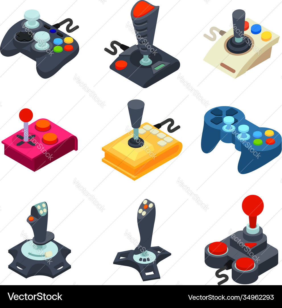 Joystick icons set isometric style vector image
