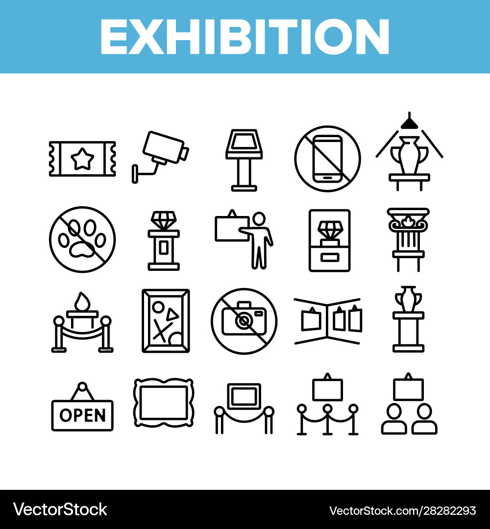 Museum und Ausstellung Icon Set Vektorbild