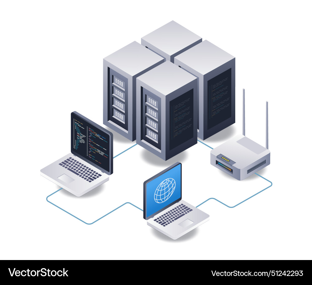 Network wifi internet server technology analyst Network wifi internet server technology analyst vector image