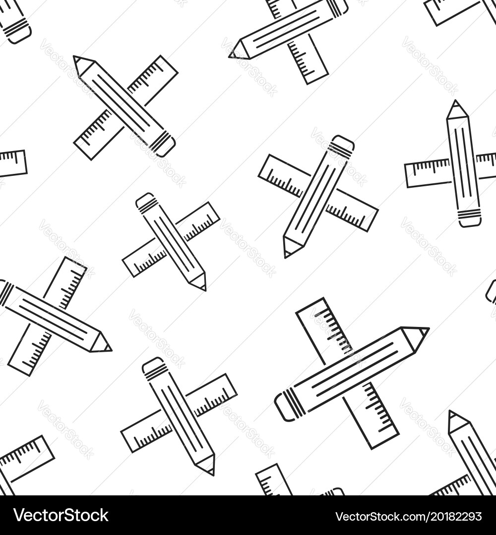 Pencil with rule seamless pattern background Vector Image
