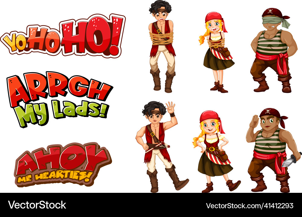 Pirate Characters & Nautical Objects vector image