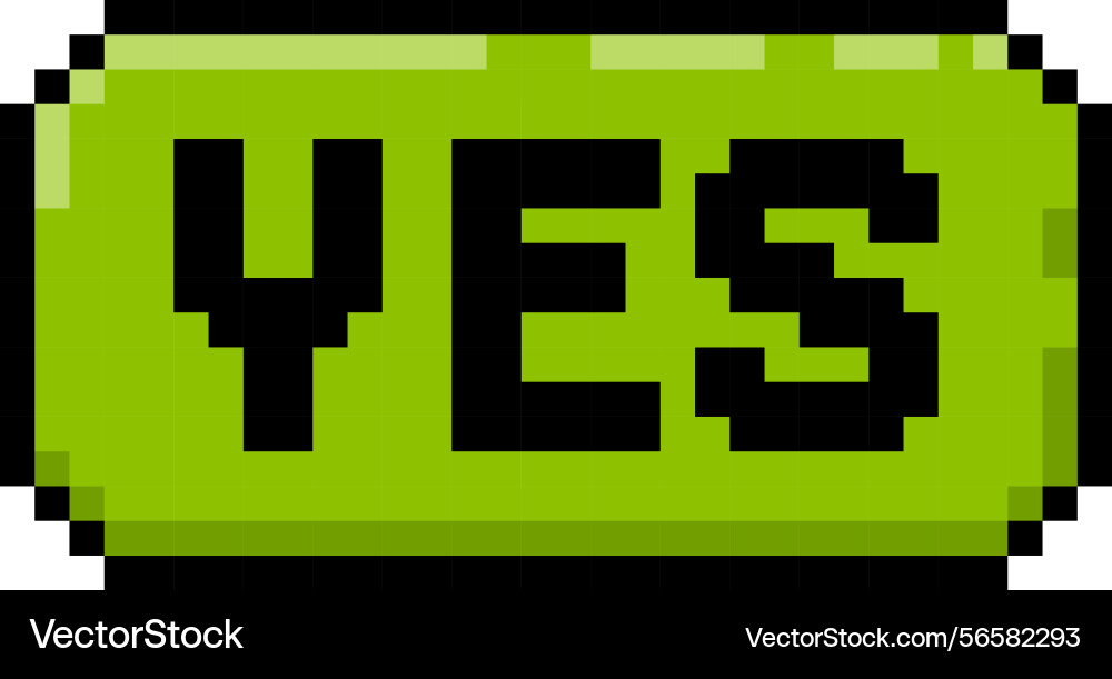 Pixel icon of green button with text yes vector image