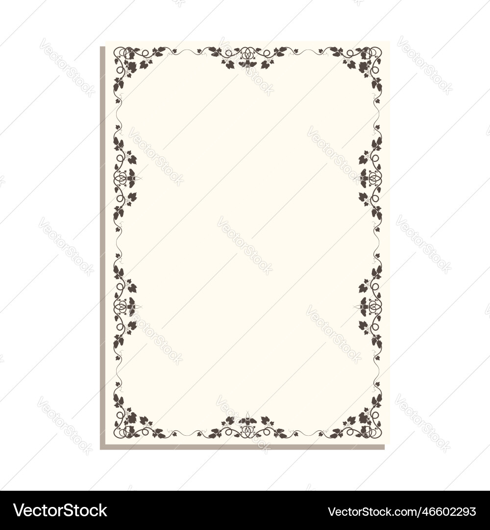 Rectangular frame with vines and leaves Rectangular frame with vines and leaves vector image